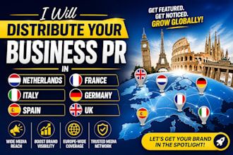distribute your business PR in netherlands, italy, spain, france, germany, UK
