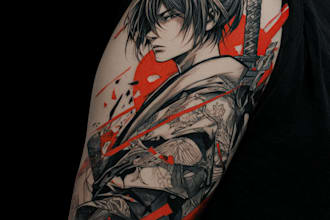 design custom anime tattoo or manga tattoo design
