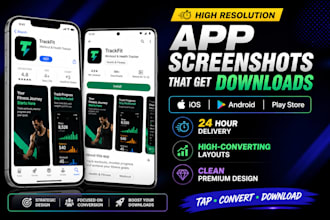 high resolution mobile app store screenshot for play store and ios in 24 hours