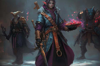 draw dark fantasy character with intense mood