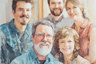custom watercolor family portrait