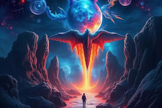 create a fantasy or sci fi book cover, cover design