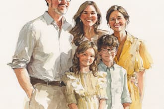 create a watercolor family portrait