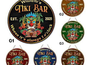 make custom summer themed and skull tiki bar logo