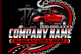 do unique towing service, trucking logo for your brand identity