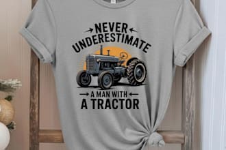 create retro farmer t shirt tractor logo