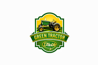 design custom green tractor agriculture brand logo