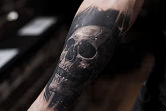 make a realistic black and white tattoo design for you