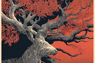 draw high quality linocut illustration for shirt design