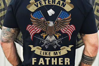 create retro, eagle flag, US veteran ,military, t shirt logo