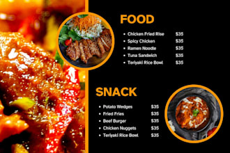 design professional attractive food menu for restaurant