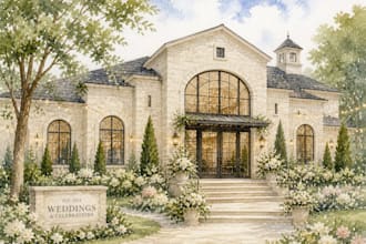 illustrate your wedding venue in watercolor