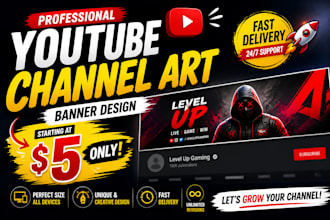 design professional youtube channel art and banner