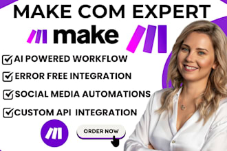 create make com ai automation,ai agent and custom make com scenario for business