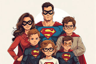 design a family superhero portraits