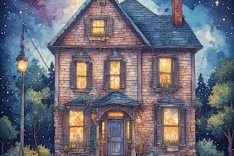 paint a watercolor house portrait or city space illustration