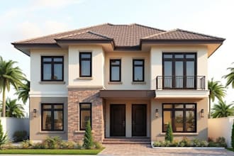 design 3d architectural exterior rendering for residential house home commercial