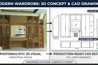 design professional kitchen cabinets and wardrobe shop drawings