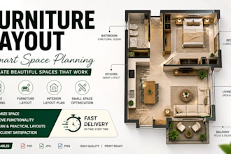 create furniture layout and space planning for small space interior layout