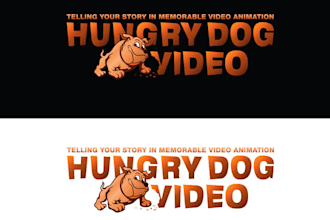 create glamorous whimsical logo for hungry dog video