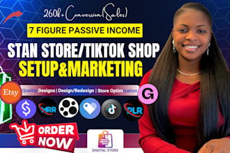 setup stan store, esty, shopify digital product, payhip, beacons ai, tiktok shop