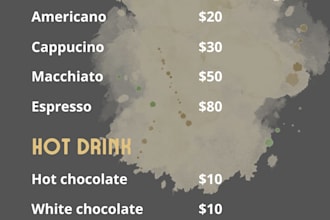 design a modern cafe menu card or coffee shop menu