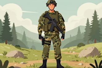 do military character design or military themed illustration