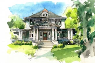 draw a watercolor house painting