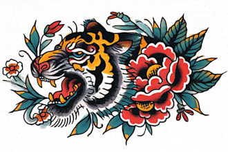 create a traditional or neo traditional tattoo design