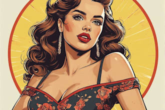 pin up girl and pin up girl illustration