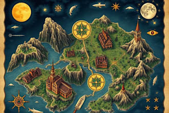 do fantasy map illustration vector map