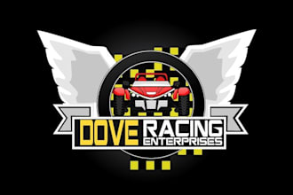 create glamorous car logo for dove racing enterprises