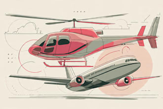 draw aircraft, helicopter, airplane into a vector
