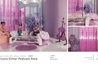 design and render realistic 3d interior for content studio