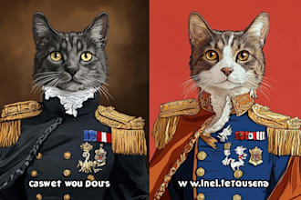 amazing royal pet portrait in custom caricature