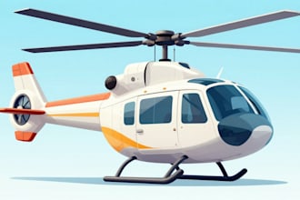 draw aircraft, airplane, helicopter into a vector cartoon