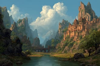 draw anime background, landscape illustrations