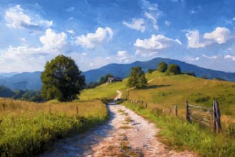 paint a landscape oil painting of any landscape
