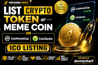 list crypto token or meme coin on coinmarketcap and coingecko, ico listing