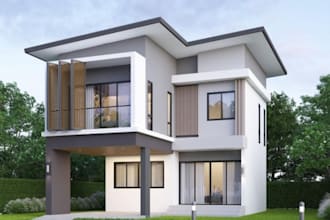 design 2d floor plan and 3d house model with autocad