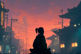 draw anime style illustration with background