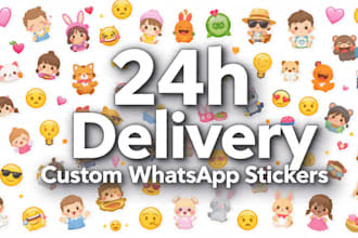 create 10 chibi meme stickers for whatsapp in 24h delivery