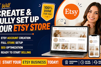 assist with etsy account creation with full store setup, etsy selller account