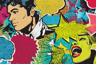 create cool retro comic art design illustration