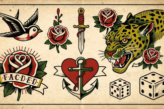 create awesome old school tattoo style design