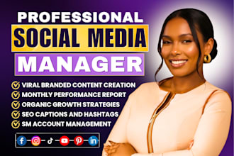 be your social media marketing manager facebook tiktok instagram content creator