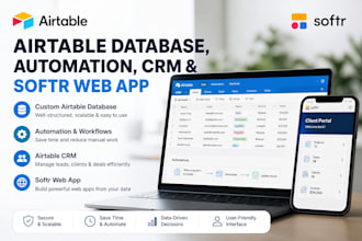 setup airtable databases airtable automation, airtable CRM airtable softr webapp