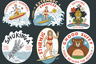 design aloha tiki surfing logo for t shirt and apparel brand