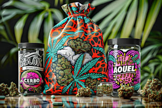 design unique weed pouch, mylar bag and cbd product labels