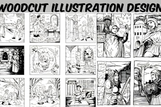 create vintage woodcut medieval gothic engraving antique tarrot illustration art